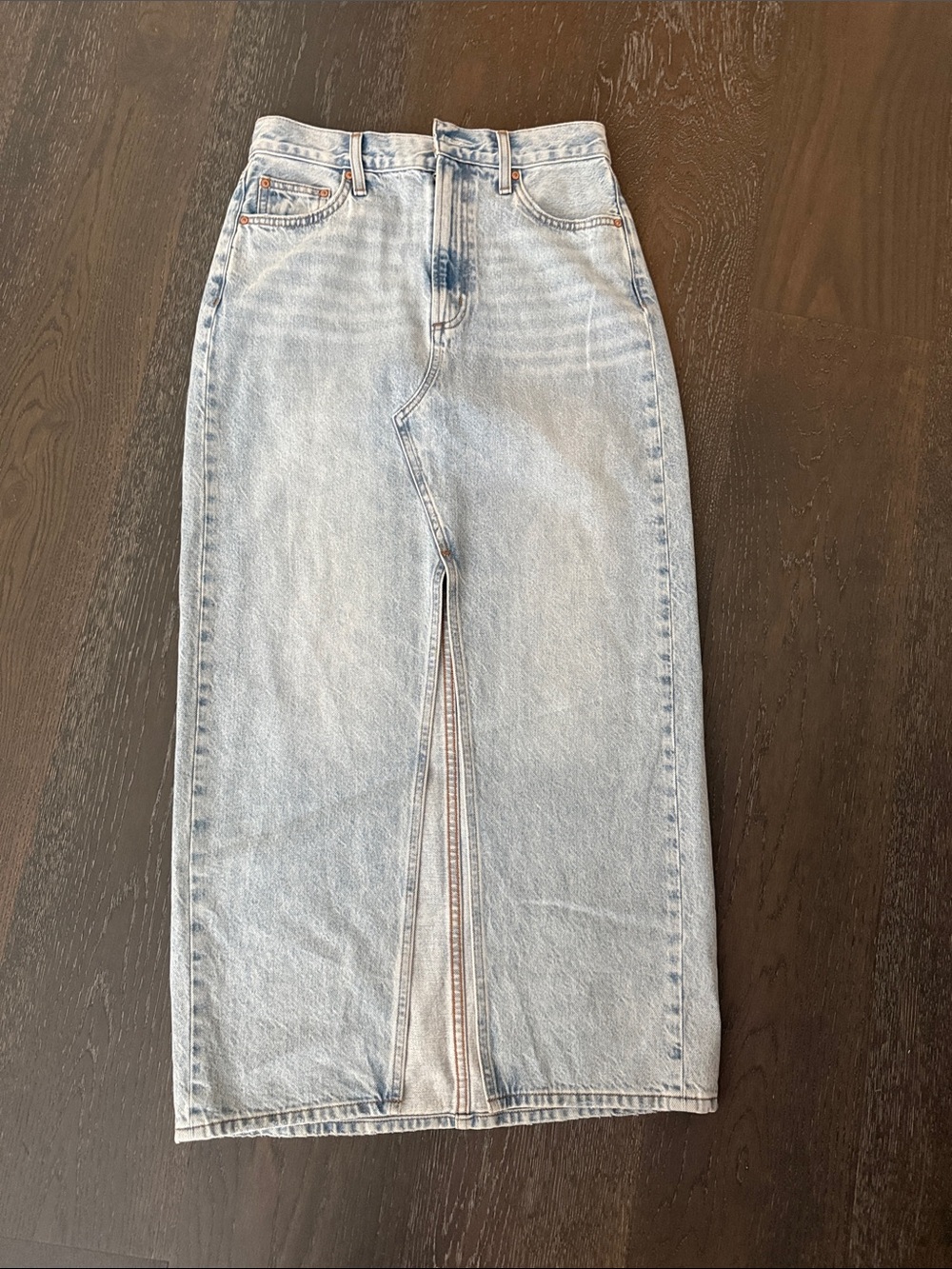 Denim Forum The 90a Vintage Maxi Jean Skirt from Aritzia